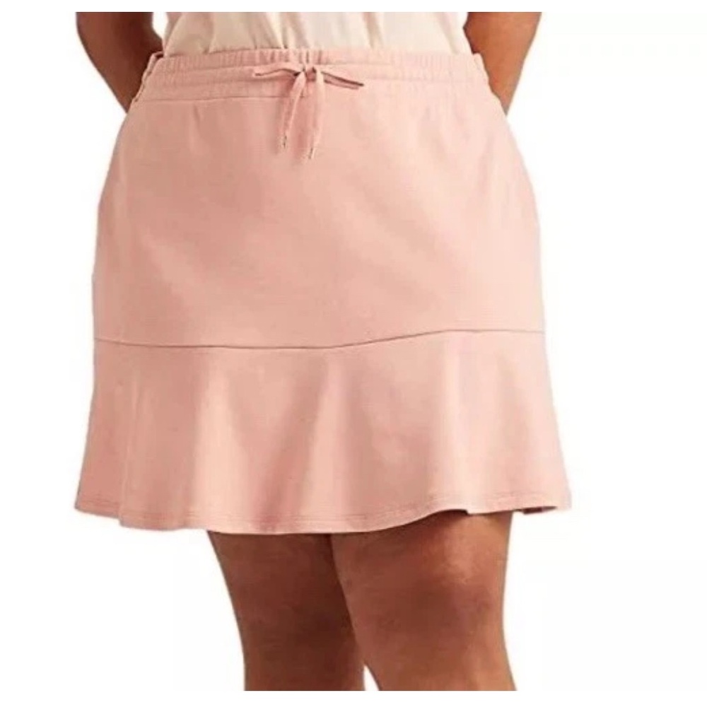 Lauren Ralph Lauren Plus 1X Ruffled A-line Skirt Rose Pink Elastic Waist Stretch